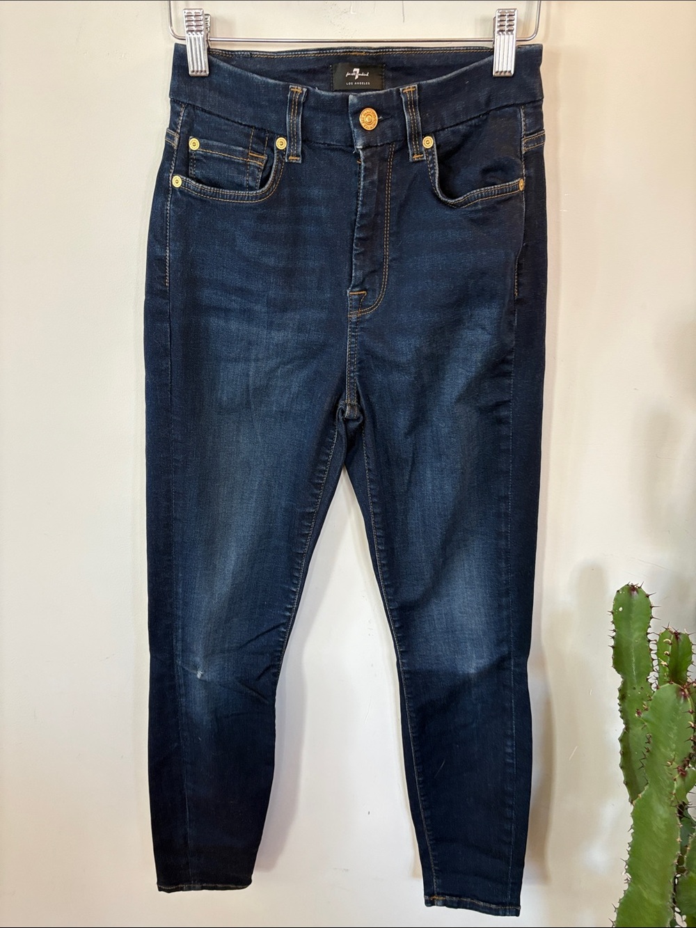 7 for all mankind - Dark Wash Skinny Jeans - Gold Hardware